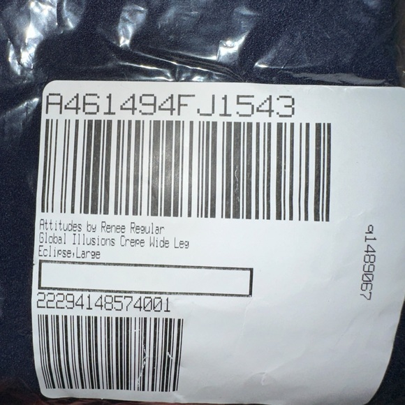 NWT SZ L Attitudes by Renee Reg Global Illusions Crepe Wide Leg Pants NAVY BLUE - Picture 2 of 7